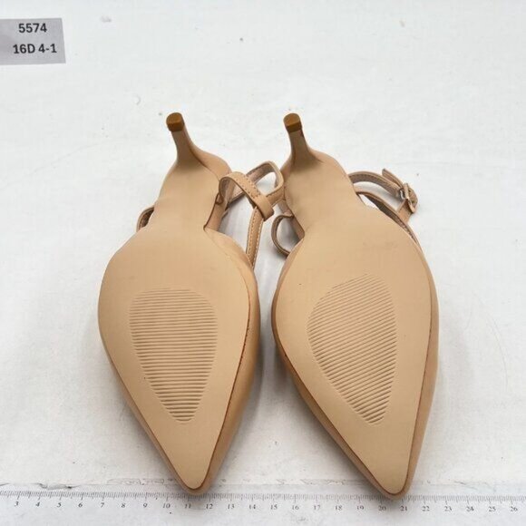 Pazzion Beige Pointed Toe Kitten Low Heels Ankle Strappy Formal Comfortable Pump - Picture 7 of 8